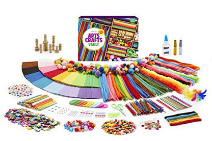 Dan&Darci Arts and Crafts Vault - 1000+ Piece Craft Supplies Kit Library in a Box for Kids Ages 8 9 10 11 & 12 Year Old Girls & Boys - Crafting Set Kits - Gift Ideas for Kids Art Project Activity