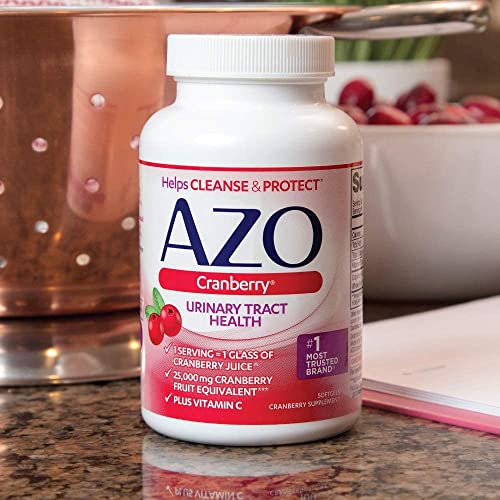 AZO Cranberry Urinary Tract Health Supplement, 1 Serving = 1 Glass of Cranberry Juice, Sugar Free Cranberry Pills, Non-GMO 100 Softgels