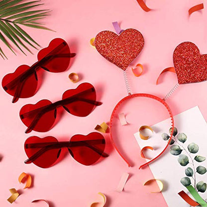 Valentines Day Heart Head Boppers Headbands and Heart Shape Sunglasses for Party Props Holiday Wedding Birthday Costume Accessory