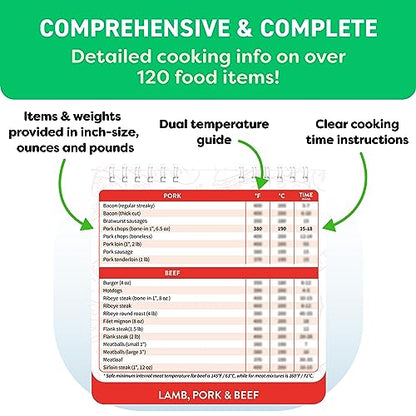 Air Fryer Cheat Sheet Magnets Cooking Guide Booklet - Air Fryer Magnetic Cheat Sheet Set Cooking Times Chart - Cookbooks Instant Air Fryer Accessories Oven Cooking Pot Temp Guide Kitchen Conversion