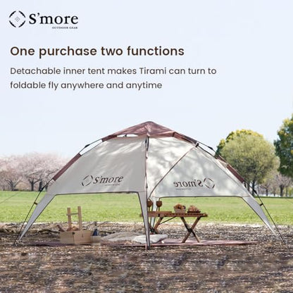 S'more Tirami Instant Setup Camping Tent, Dome Tent Included Rainfly Blocks Wind & Rain, Lightweight and Easy Set Up Outdoor Tent, 1/2 Person Quick Pop Up Tent Great for Hiking, Backing, Marshmallow