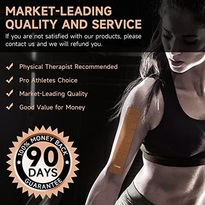 CKeep Kinesiology Tape (2 Rolls), Original Cotton Elastic Premium Athletic Tape,33 ft 40 Precut Strips in Total,Hypoallergenic and Waterproof K Tape for Muscle Pain Relief and Joint Support,Black