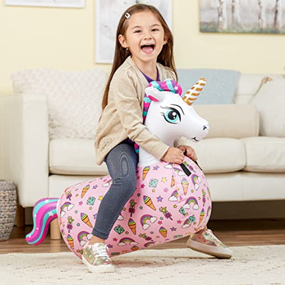 WADDLE Hip Hopper Inflatable Hopping Animal Bouncer Unicorn, Ages 2 and Up, Supports Up to 85 Pounds