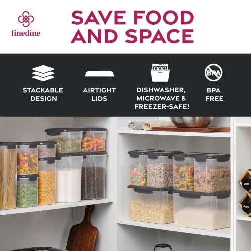 FINEDINE 12-Piece Airtight Food Storage Set for Kitchen - Flour, Sugar, Cereal (Grey)