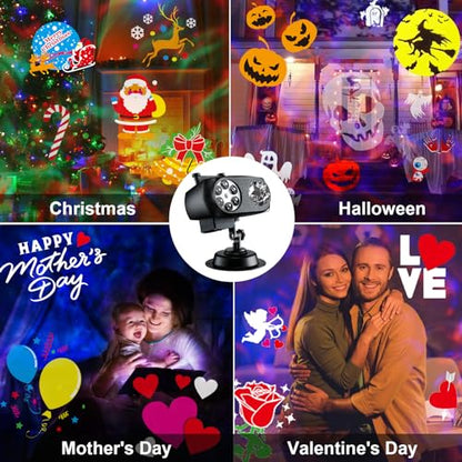 Brighter Christmas Decorations Projector Lights Outdoor 2023 Upgrade, Display 8 Patterns at a Time, 8 Themes Holiday Projector Light Show Outdoor