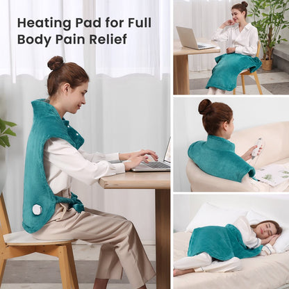 Maxkare Large Heating Pad for Back Pain Relief, 4 Heat Settings with Auto Shut-off, 24"x33"- Green