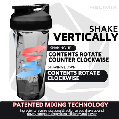 HELIMIX 2.0 Vortex Blender Shaker Bottle Holds upto 28oz | No Blending Ball or Whisk | USA Made | Pre Workout Protein Drink Cocktail Shaker Cup | Weight Loss Supplements Shakes | Top Rack Safe