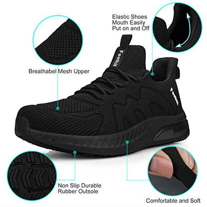 Feethit Mens Slip on Walking Shoes Fashion Lightweight Non Slip Running Sneakers Breathable Comfortable Sneakers for Gym Travel Work All Black 11