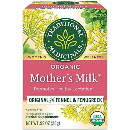 Traditional Medicinals Tea, Organic Mother's Milk, Promotes Healthy Lactation, Breastfeeding Support, 16 Tea Bags