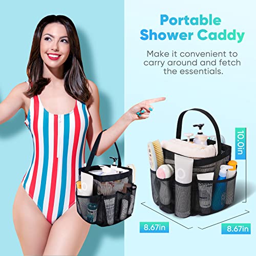 EUDELE Mesh Shower Caddy Portable for College Dorm Room Essentials,Portable Shower Caddy Dorm with 8-Pocket Large Capacity,Shower Bag for Beach,Swimming,Gym