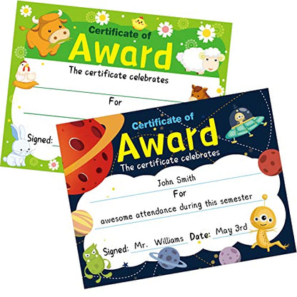 30PCS Certificate of Award Certificates with Stickers Graduation Classroom Students Supplies 8.5 X 11