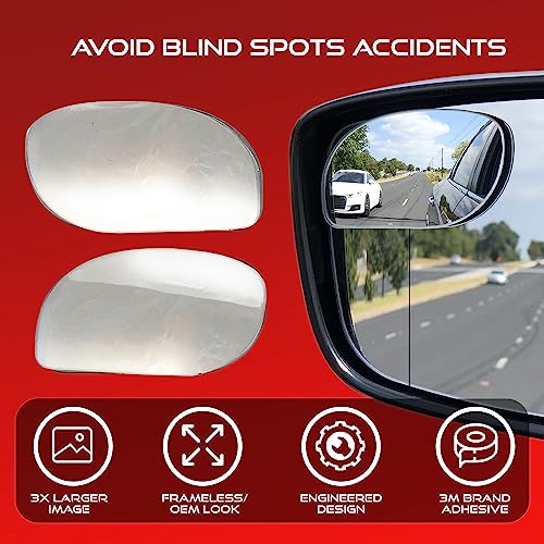 Utopicar Blind Spot Car Mirror - Convex Blindspot Mirrors for 3x Larger Image, Engineered Design for Side Mirror (Blindspot), Frameless Car Blind Spot Mirror - Rear View Blind Spot Mirrors (2 Pack)