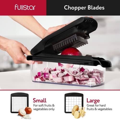 Fullstar Vegetable Chopper - Spiralizer Vegetable Slicer - Onion Chopper with Container - Pro Food Chopper -  Slicer Dicer Cutter - (4 in 1, Black)