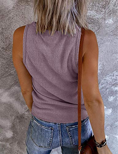 MEROKEETY Womens 2021 Casual Tank Tops Summer Solid Color Ribbed Sleeveless Basic Shirts