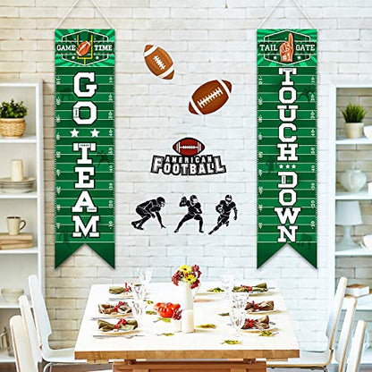 Football Decorations Football Sign Wall Pennant Banner Football Porch Sign Welcome Banner for Sport Theme Party Football Parade Decoration Game Time Festival Banner Party Accessory (Green, 47.2 x 11.8