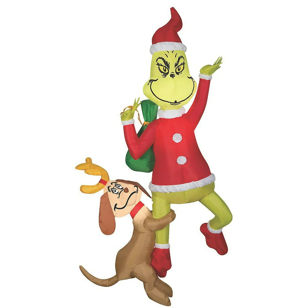 Gemmy Inflatable Hanging Dr. Seuss™ The Grinch & Max LED Lighted Yard Decoration - 72 in x 43 in x 19 in