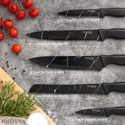 nuovva Sharp Tomato Knives Set - Kitchen Knife set - Marble Knives