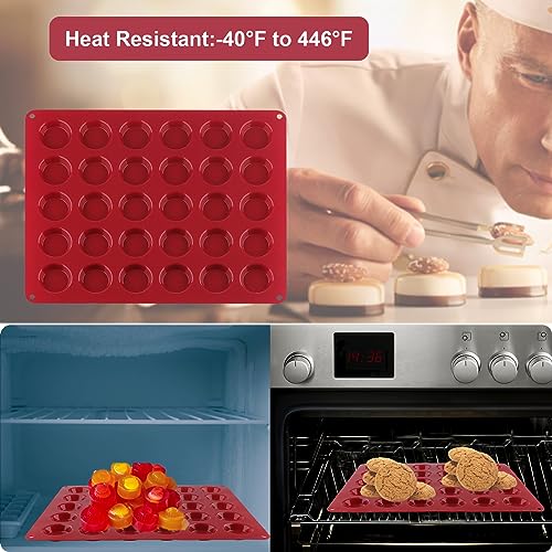 Nalchois 2Pcs Silicone Chocolate Molds, Non-stick 30-Cavity Round Cylinder Chocolate Cover Molds for Candy, Peanut Butter Cup, Silicone Baking Molds for Keto Fat Bombs, Cordial, Jelly, Ice Cube Tray
