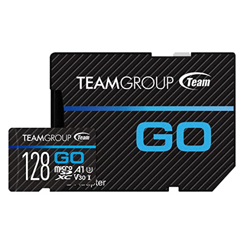 TEAMGROUP GO Card 128GB x 5 PACK Micro SDXC UHS-I U3 V30 4K for GoPro & Drone & Action Cameras High Speed Flash Memory Card with Adapter for Outdoor Sports, 4K Shooting, Nintendo-Switch TGUSDX128GU363