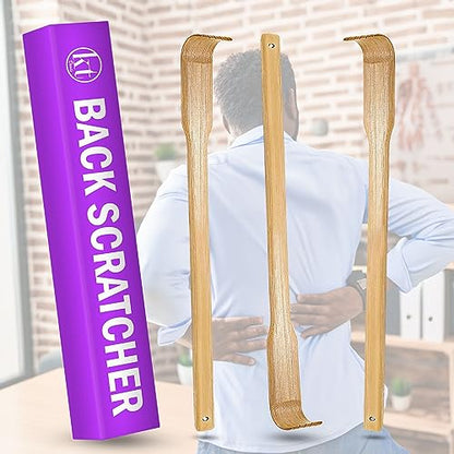 3pcs Wooden Back Scratcher Long Handle for Hard to Reach Self Pick Itch Relief Tools 16 inch