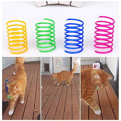 Andiker Cat Spiral Spring, 12 Pc Creative Toy to Kill Time and Keep Fit Interactive Durable Heavy Plastic Colorful Toy for Swatting, Biting, Hunting Kitten Toys