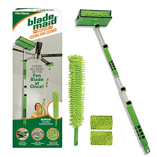 Blade Maid Deluxe Ceiling Fan Cleaner- Dust Cleaning Tool with 6 Foot Extendable Pole, Cleaning Head, Reusable Fiber Duster, & Flexible Dusting Brush