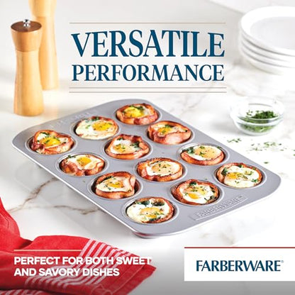 Farberware Nonstick Bakeware 12-Cup Muffin Tin / Nonstick 12-Cup Cupcake Tin - 12 Cup, Gray