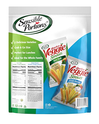 Sensible Portions Garden Veggie Straws, Sea Salt & Ranch Multipack, 75 oz Bag, 10 Count