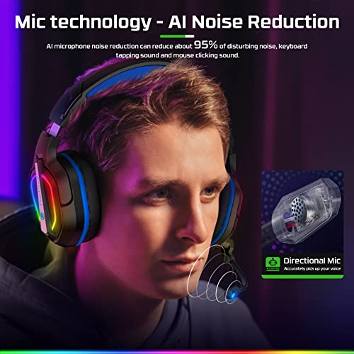 Fachixy [2023 New FC200 Gaming Headset for PS4/PS5/PC/Xbox One, Noise Canceling Headset with Stereo Microphone Sound, Computer Headset with 3.5mm Jack & RGB Light