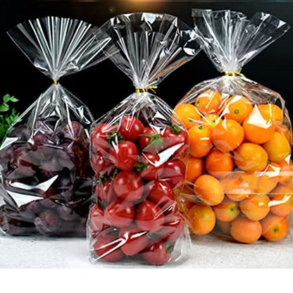 Keoferlo Flat Bottom Cellophane Bags Clear Goodie Bags with Ties 6 x 9 x 2.4-inch Gusset Bottom Treat Cellophane Bags for Cookie Decorate (100ct)