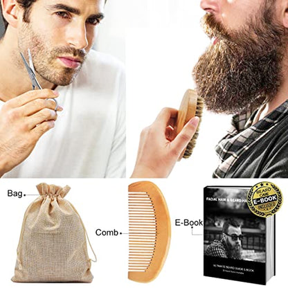 XIKEZAN Upgraded Beard Grooming Kit w/Beard Conditioner,2 Pack Beard Oil,Beard Balm,Beard Brush,Beard Shampoo/Wash,Beard Comb,Beard Scissors,Storage Bag,Beard E-Book,Beard Care Gifts for Men