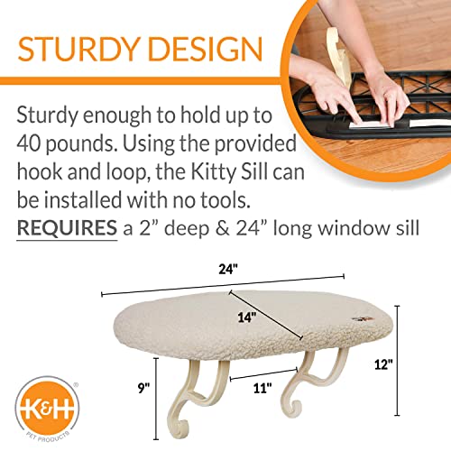 K&H Pet Products Kitty Sill Window Sill Cat Perch, Cat Window Perch for Large Cats, Cat Window Seat, Cat Shelf for Window Sill, Window Cat Bed, Cat Perch w/ Washable Cover – Fleece Unheated