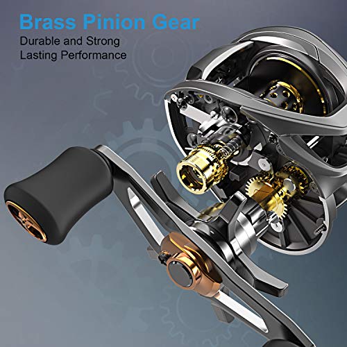 Tempo VertixLP Baitcaster Reels, Ultralight Low Profile Baitcasting Reel, Super Smooth 9+1 BB, Magnet Braking System, 20LB Carbon Fiber Drag 6.6:1 Gear Ratio, Freshwater Fishing Reel for Catfish Bass