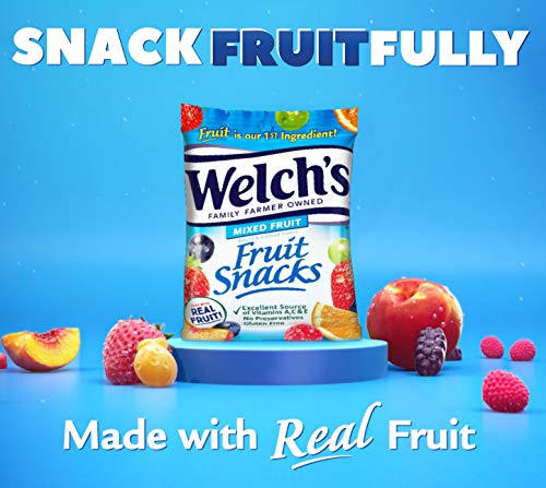 Welch's Fruit Snacks, Mixed Fruit, Gluten Free, Bulk Pack, Individual Single Serve Bags, 0.8 oz (Pack of 40)