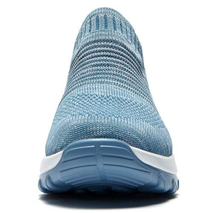 Women's Walking Shoes Sock Sneakers - Breathable Mesh Slip On Lady Girls Work Nursing Easy Shoes Platform Loafers Light Blue 9