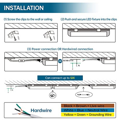 Barrina LED Shop Light, 4FT 40W 5000LM 5000K Daylight White, V Shape, Clear Cover, Hight Output, Linkable Shop Lights, T8 LED Tube Lights, LED Garage Light 4 Foot with Plug, ETL Listed, 10 Packs