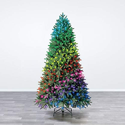 Evergreen Classics 7.5 ft Twinkly Pre-Lit Aspen Pine Quick Set Artificial Christmas Tree, App-Controlled Multi-Color RGB Lights