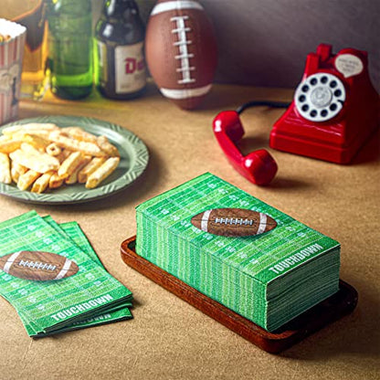 Fuutreo 200 Pcs Football Guest Napkins 2 Ply Decorative Disposable Football Napkins Football Party Supplies Decorations Green Paper Napkins Set for Sport Football Party Favors