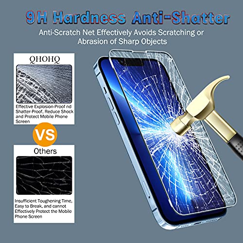 QHOHQ 3 Pack Screen Protector for iPhone 13 Pro Max 6.7" with 3 Pack Tempered Glass Camera Lens Protector, Ultra HD, 9H Hardness, Scratch Resistant, Easy Install - Case Friendly