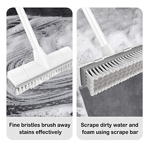 BOOMJOY Floor Scrub Brush with Long Handle - 50",2 in 1 Scrape and Stiff Brush for Cleaning Bathroom, Tub and Tile,Patio, Kitchen, Wall and Deck