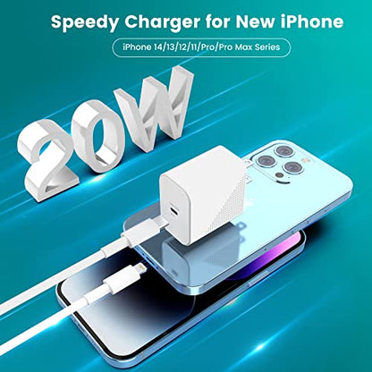 10FT iPhone 14 13 12 Fast Charger - [Apple MFi Certified] - 2-PACK 20W USB C Wall Charger Block with 2x Long Type-C to Lightning Cable for iPhone 14 Pro Max/14 Pro/13 Pro Max/13 Pro/12 Mini/11/X, iPad
