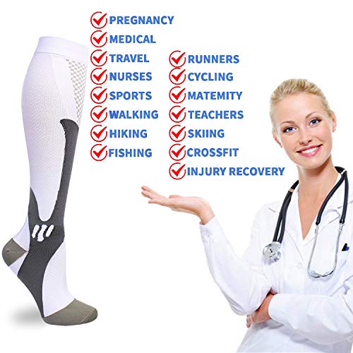 HYRIXDIRECT Compression Socks for Men Women 20-30 mmHg Medical Compression Socks for Sports Nurses Athletic Socks