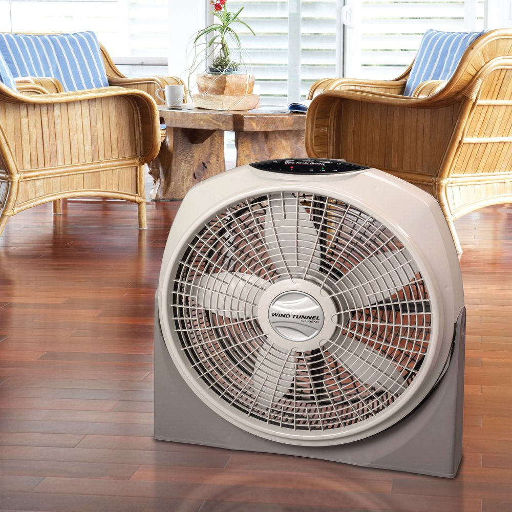 Lasko 20" Wind Tunnel 3-Speed Fan with Remote, Model A20700, Gray