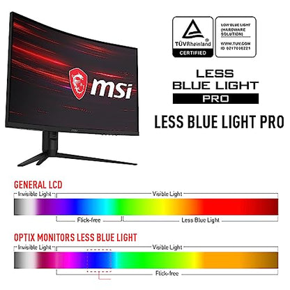 MSI G271CP, 27" Gaming Monitor, 1920 x 1080 (FHD), VA, 165Hz, FreeSync Premium, HDMI, Displayport, Tilt, Swivel, Height Adjustable,Pivot,Black