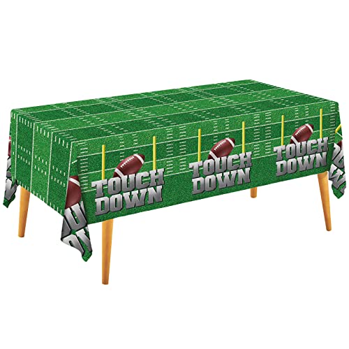 Football Theme Party Disposable Tablecloth Plastic Touchdown Table Cover for Birthday Party Football Party Games Decoration 54 X 108Inch 3 Pack for Football Gameday Tailgate Party