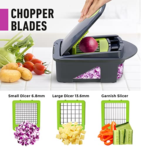 Mueller Pro-Series All-in-One, 12 Blade Mandoline Slicer, Vegetable Spiralizer, Cutter, Dicer, Food Chopper, Grater, Kitchen Gadgets Sets with Container