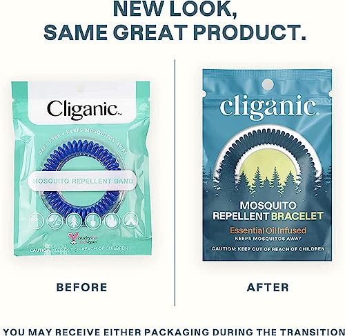 Cliganic 10 Pack Mosquito Repellent Bracelets, DEET-Free Bands, Individually Wrapped (Packaging May Vary)