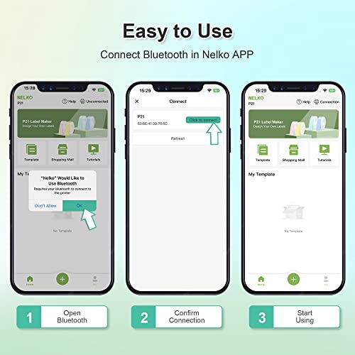 NELKO Label Maker Machine with Tape, P21 Portable Bluetooth Label Printer, Wireless Built-in Cutter Sticker Maker Mini Label Makers with Multiple Templates for Organizing Storage Office Home, White