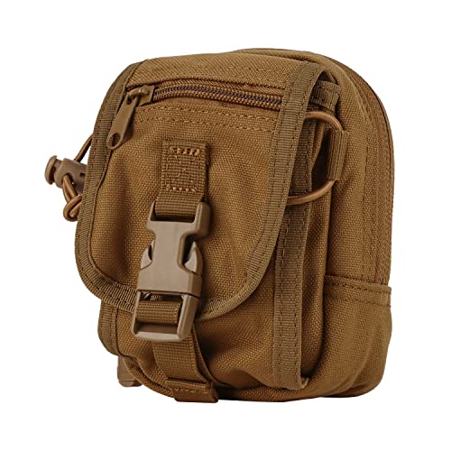 CAT Outdoors Tactical Belt Pouch for Men - EDC MOLLE Tactical Pouch Bag for Admin, Gadget, Utility, Cell Phone - Small Tactical Pouch - Belt/Vest Attachment Pouch (Coyote Brown)