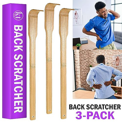 3pcs Wooden Back Scratcher Long Handle for Hard to Reach Self Pick Itch Relief Tools 16 inch